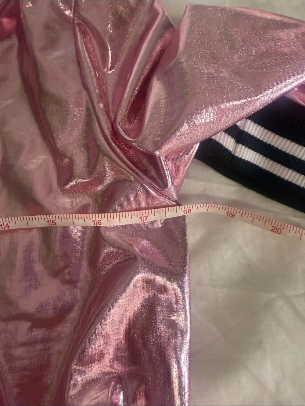 Weissman Girls LC Pink Metallic Bomber Jacket Holographic Dance Cheer Zip Up